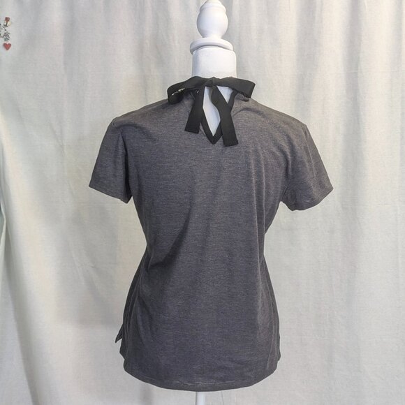 Boston Proper XS Gray Tee with Bejeweled Neck - Picture 3 of 13